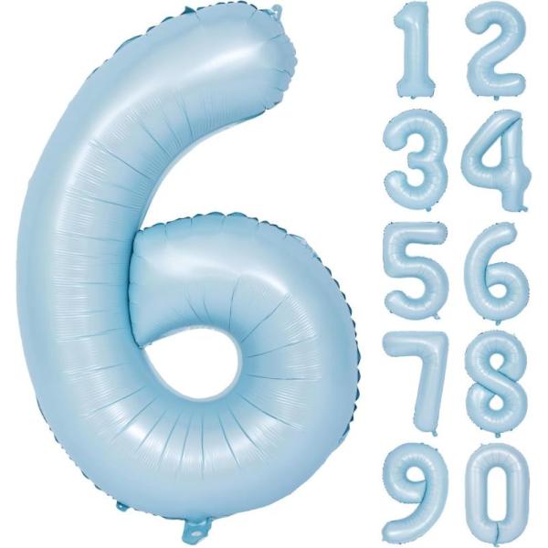 バルーン 数字 ライトブルー 40インチ 水色 数字6 風船 誕生日