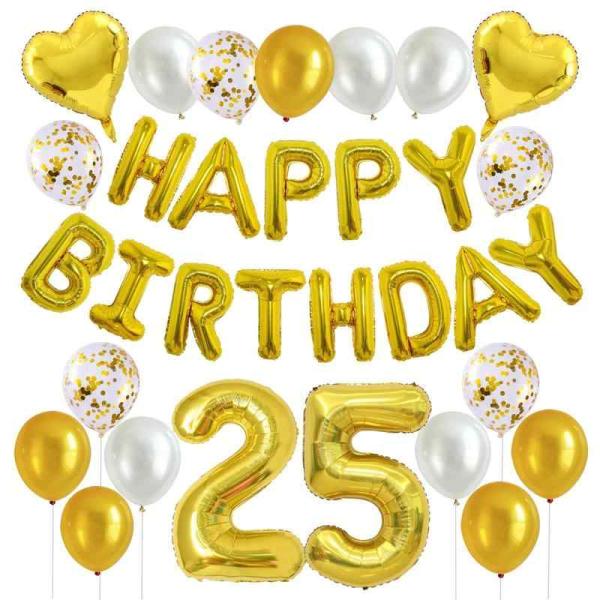 HAPPY BIRTHDAY 誕生日 バルーン 風船 飾り 付け セット 25歳 数字