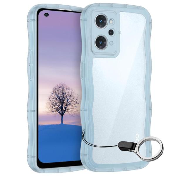 OPPO Reno9 A /Reno7 A ケース ブルー ウェーブ TPU波状のバンパー 半透明 スマホケース かわいい うねうね オッポ Reno