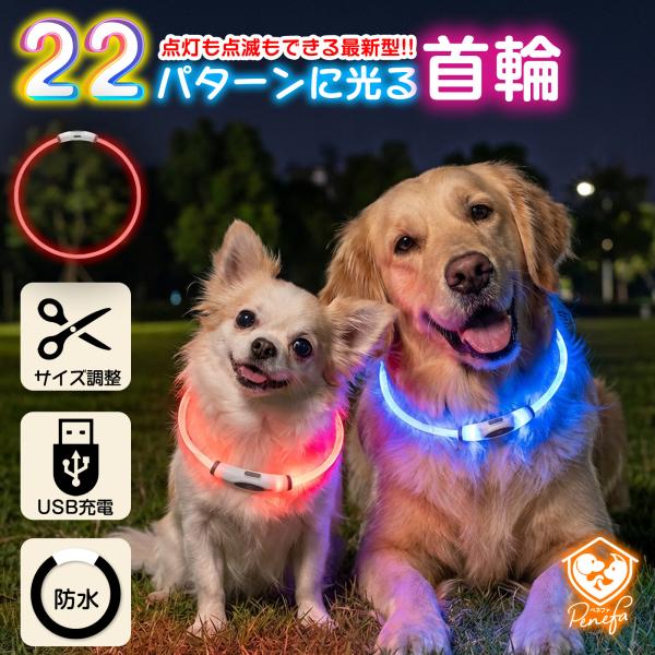 大切なわんちゃんとの夜のお散歩。「暗いとちょっと不安…」「誰でも簡単に長さをカットできるようにしてほしい…」「いろんな色に光らせたい…」そんな飼い主さんの声から生まれた、光る首輪です。どこをカットしても光る安心構造、きらきら可愛い22パター...