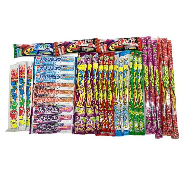 商品紹介・サワーペーパー・ロングチュー・ガブリチュウ・ミニモンスター・赤べえ　黒べえ※在庫状況により、上記のものと別商品を同梱させていただく場合がございます。