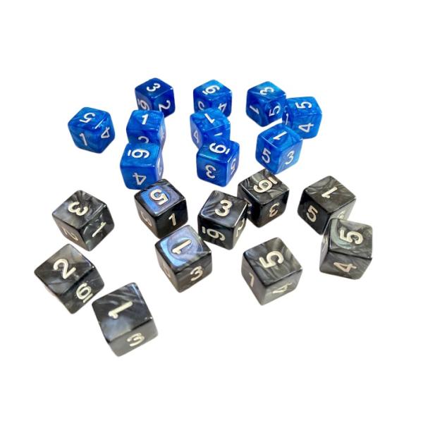 傷が付きにくい耐久性のあるアクリル材料で作られた高品質ダイスです。6面ダイス 20個　（黒 10 青 10）長さ：16mmTPRG パーティ、旅行、ゲーム、数学授業、カードゲーム、ボードゲームに最適です