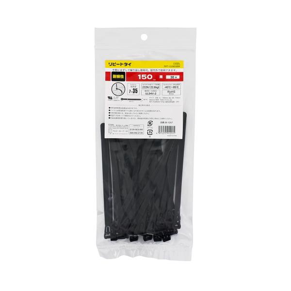 OHM �I�[���d�@�@���s�[�g�^�C �ό� 150mm 30�{�� ���@RPT-150W30BK