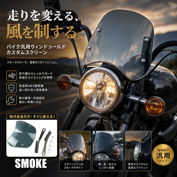バイク汎用ウィンドシールド カスタムスクリーン ABS製 高耐久 風防
