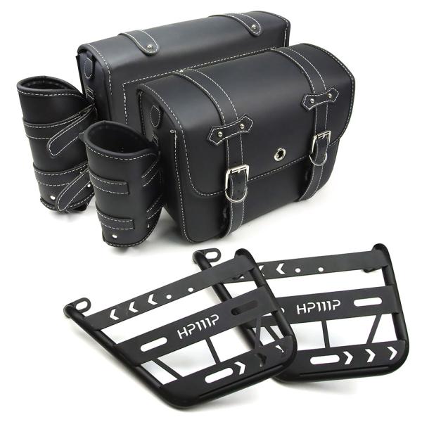 商品仕様：■状態：新品　未使用■1枚目の写真は商品の全てです。■セット内容：左右バッグ+サポートセット■バッグサイズ：長さ42cm、高さ24cm、幅13.5cm ■ 素材：PUレザー■コンビネーションロックの設定について、商品ページの画像を...