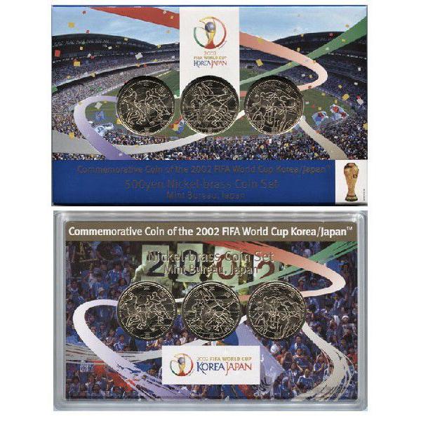 【年末値引】2002年　FIFAワールドカップ記念　500円×3種×4 計12枚 2002年 FIFAワールドカップ 500円 ニッケル黄銅貨幣セット 3点