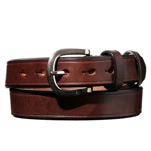 池之端銀革店 ベルト 本革 真鍮 バックル 馬蹄 32mm 日本製 ベイカー社