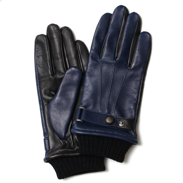 稀少 BLUE BLUE インディゴ 本革レザー手袋 KURODA（クロダ） 仔羊革 本革 手袋 メンズ スマホ対応 ブルー