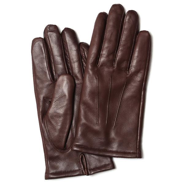 PRADA プラダ ブラウン 本革 レザーメンズ手袋 裏地カシミヤ100% KURODA（クロダ） イタリア製 仔羊革 メンズ カシミヤ100％ 手袋