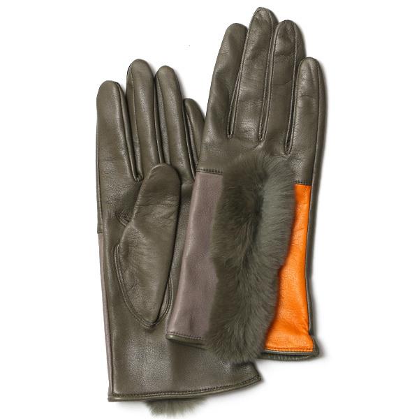 KURODA（クロダ） 日本製 婦人 レッキスラビットファー 手袋 グリーン