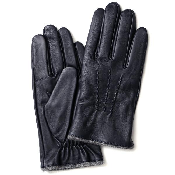 KURODA（クロダ） 手袋 メンズ 防寒 本革 スマホ対応 ブルー ネイビー