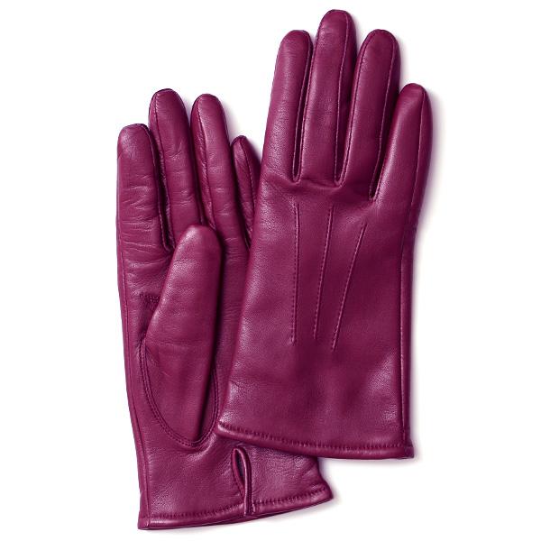 KURODA（クロダ） 革手袋 レディース カシミヤ裏地 レッド ワイン 赤色