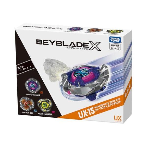 商品紹介 BEYBLADE X とは、超加速ギミックXダッシュによる驚異的なスピードと衝撃でエクストリームなバトルを繰り広げるギアスポーツである。 BX、UX、CXの3つの製品ラインのアタックタイプで構成されたベイブレード3個セット。 中で...