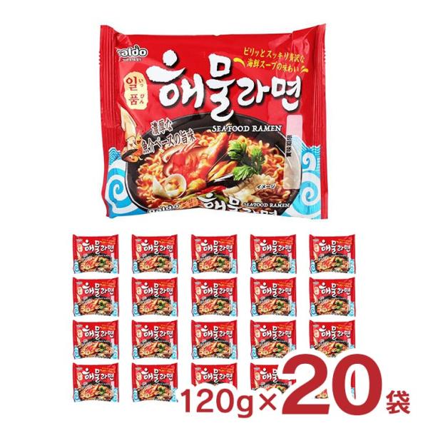 人気の韓国麺 5種類の野菜と海藻類・乾燥イカ商品説明名称：PALDO（パルド）一品海鮮ラーメン 120g内容量：120g×20袋原産国：韓国賞味期限：製造より300日商品コメント：海鮮がラーメンの味を引き立てる、爽やかな辛さとスッキリする旨...