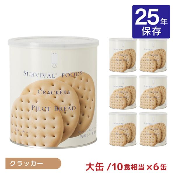 非常食 25年 菓子 クラッカー サバイバルフーズ 大缶 #1M/H 10食相当 6