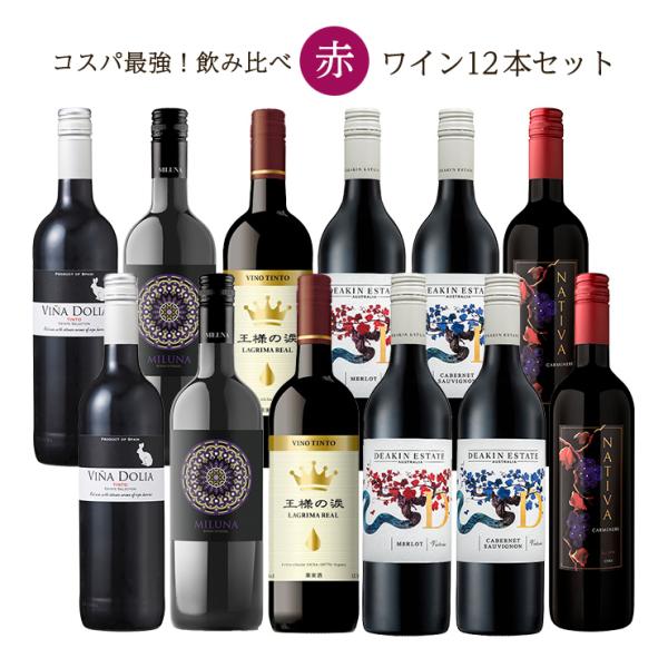 赤 飲み比べ コスパ 赤ワインセット 750ml 6種 各2本 12本セット