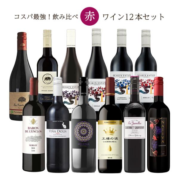 飲み比べ セット コスパ 赤ワインセット 750ml 12本セット