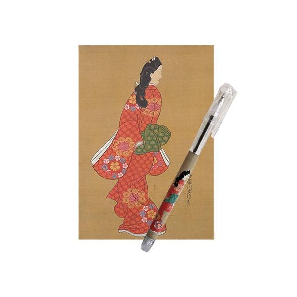 日本のおみやげ　日本のお土産で喜ばれるもの　和柄　文具　絵はがき＆ボールペンセット／見返り美人
