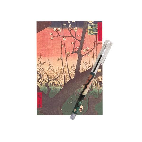日本のおみやげ　日本のお土産で喜ばれるもの　和柄　文具　絵はがき＆ボールペンセット／亀戸梅屋敷