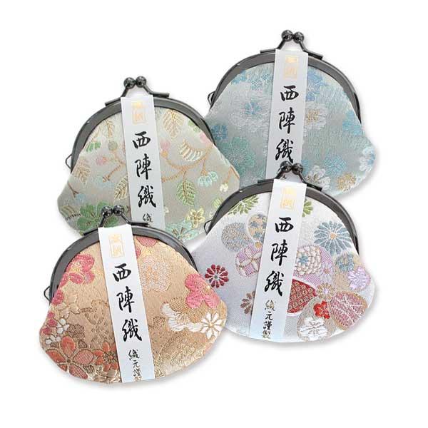 日本らしい 和雑貨 かわいい 西陣織がま口(ゴールド系） : 日本の