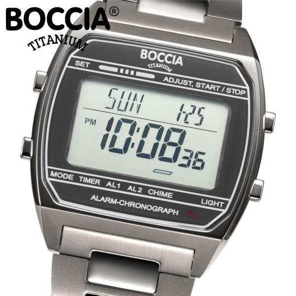 ボッチア 腕時計 メンズ BOCCIA TITANIUM Digital 3738-05 デジタルウオッチ メンズウォッチ デジタル