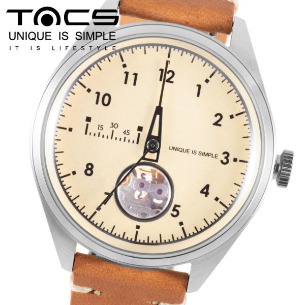 タックス 時計 腕時計 メンズ TACS RULER TS2204B タックス タイムルーラー自動巻き オートマウォッチ シースルーバック レザーベルト 爆買