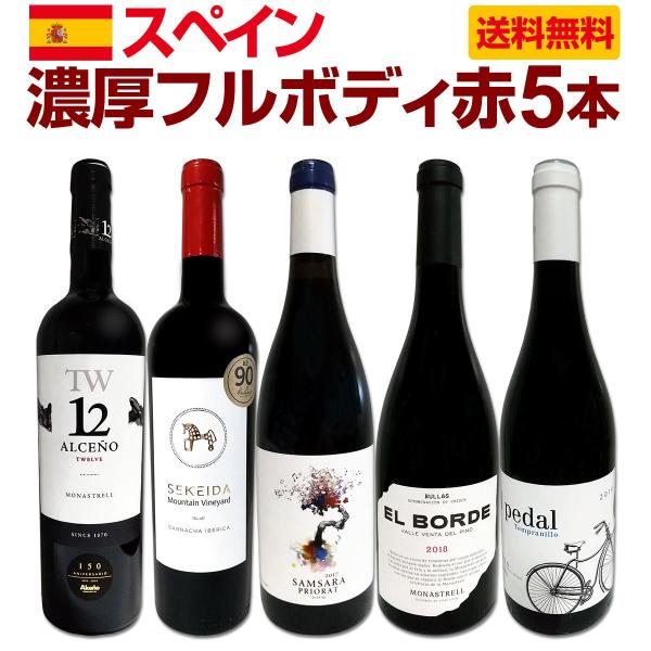 たっぷりコク旨 スペイン Spain 濃厚フルボディ赤ワイン wine 5本セット set