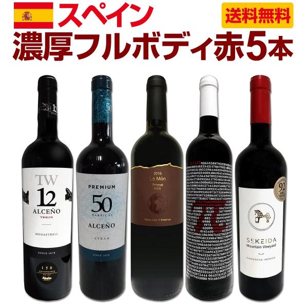 たっぷりコク旨 スペイン Spain 濃厚フルボディ赤ワイン wine 5本セット set