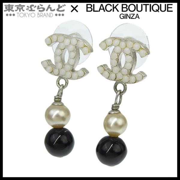 CHANEL（シャネル） ココマーク ピアス 04A シルバーxブラック メタル