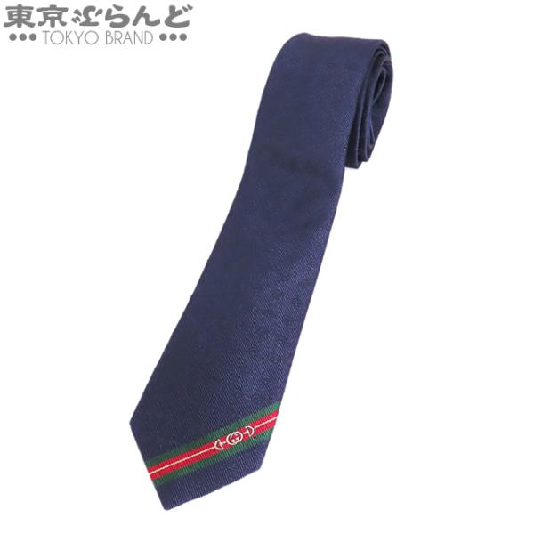 【新品】GUCCI グッチネクタイ シルク ホースビット エンブレム ネイビー GUCCI（グッチ） GUCCI 624057 ネイビー シルク ホースビット ダブルG
