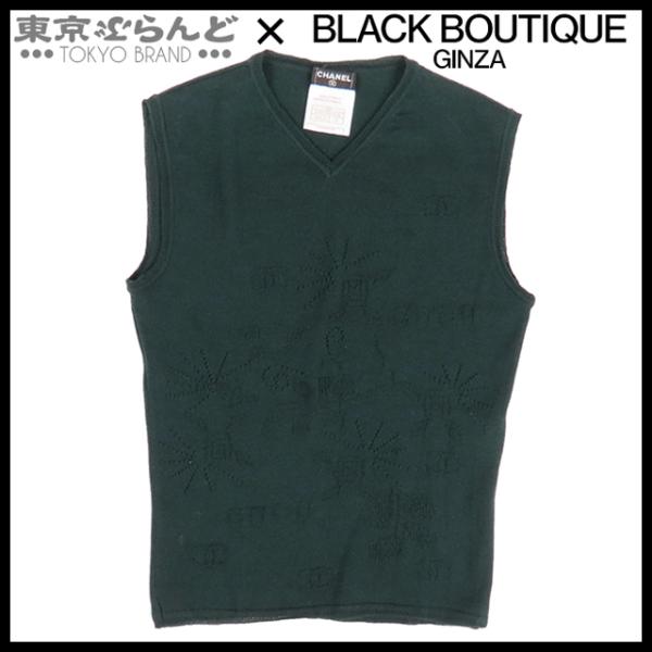 CHANEL シャネル ノースリーブ ニット ココマーク P18193W02826 ダーク  