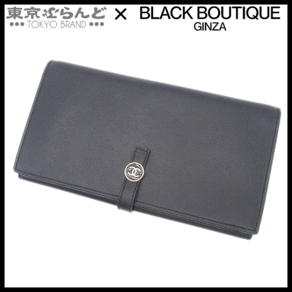 CHANEL シャネル 11163718 ココボタンWホック レザー 長財布 ブラック レディース CHANEL シャネル Wホック長財布 ココボタン キャビアスキン ブラック