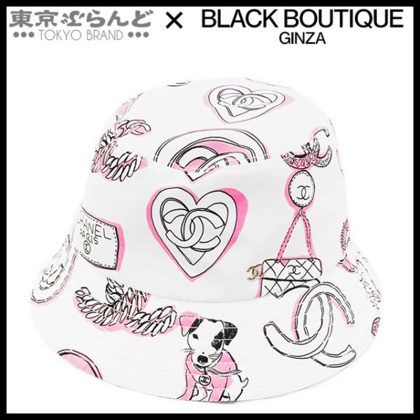 CHANEL（シャネル） バケットハット ホワイト 白xピンク コットン ココ