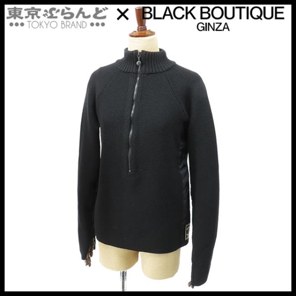 シャネル 02A レイヤードカラー アンゴラトリム ニットセーター レディース 黒 アイボリー 42 ウール リブ ココマーク CHANEL tokyobrand_101726297