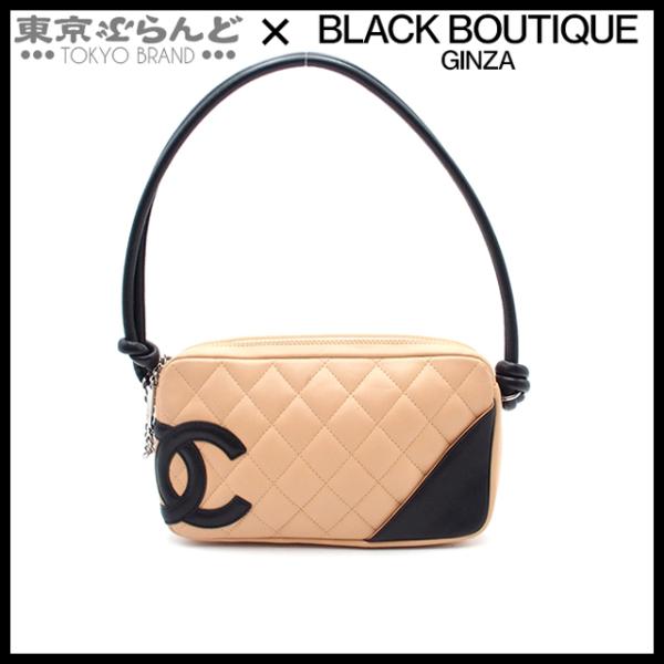 CHANEL ボディバッグ ベージュ・ブラック CHANEL（シャネル） カンボン ハンドバッグ 9番台 ベージュ ブラック