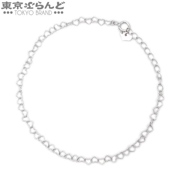 ノーブランド ハート ブレスレット ホワイトゴールド K10WG レディース 