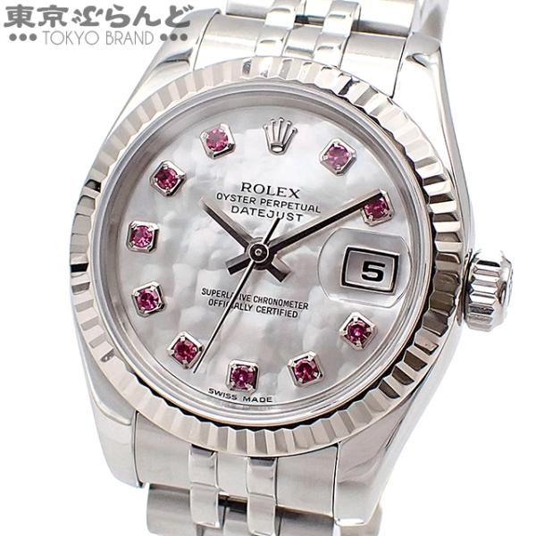 ROLEX(ロレックス) 腕時計美品  デイトジャスト 179174 レディース K18WG×SS/18コマ+余り3コマ/ランダムルーレット文字盤/ローマンインデックス/ジュビリーブレス/2015 白 ROLEX（ロレックス） デイトジャスト 179174 ブラック SS K18WG