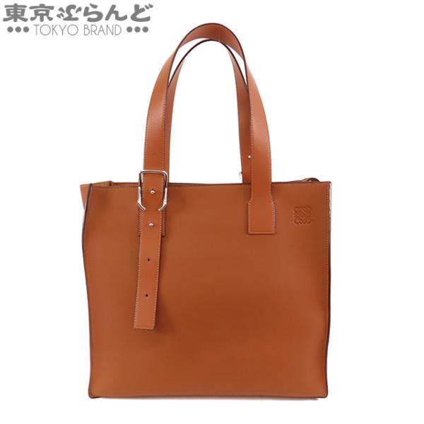 LOEWE（ロエベ） バックル ジッパー ブラウン 茶 レザー トートバッグ