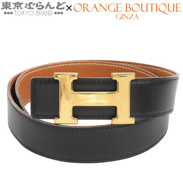 HERMES（エルメス） HERMES Hベルト □E刻印 ブラックxゴールド