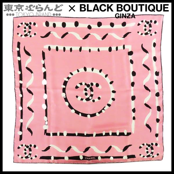 CHANEL（シャネル） ココマーク スカーフ ピンクxブラックxホワイト