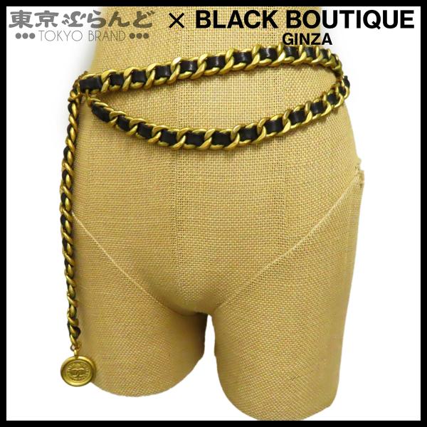 【期間限定】CHANEL ゴールド ブラック チェーンベルト CHANEL（シャネル） チェーンベルト ゴールドxブラック メタル レザー