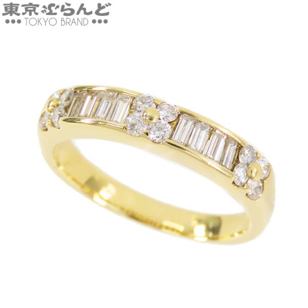 ダイヤモンド リング イエローゴールド K18YG ラウンド バケットカット