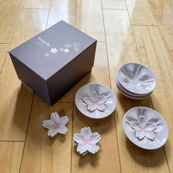 未使用保管品✨九谷焼 稔作 桜 薔薇 三つ足 皿 1枚✨さくら バラ 取り皿 hiracle 九谷焼 桜皿 さくら 小皿 豆皿 5枚セット おしゃれ 醤油皿