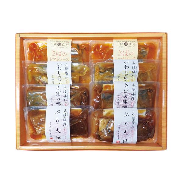 保存食、レクリエーション等幅広い用途に利用することができます。また、常温保存で取扱いも簡単です。■さばのトマトソース90g、いわしのレモン煮120g、ぶり大根150g、さばの味噌煮130g×各2■箱サイズ:34×27×4【用途】引出物 結婚...