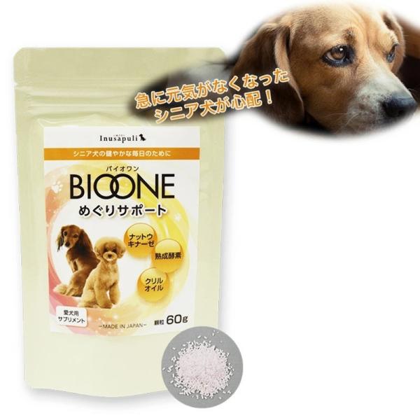 バイオワン めぐりサポート いぬさぷり 60g ペット 犬用健康補助 サプリ シニア犬  日本生物.科学研究所 メール便(ネコポスorゆうパケット)送料無料
