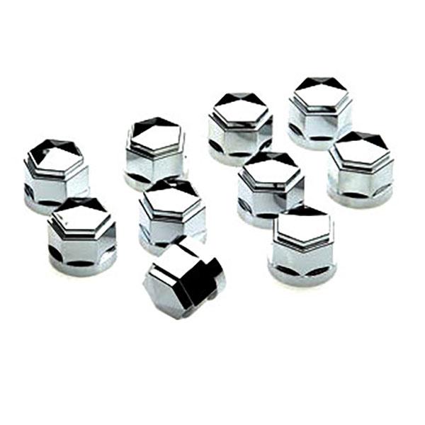 ■リアハブナットキャップ■特徴　JETナットカバーと同デザインを採用し、統一感のあるドレスアップを提案取付は、ナットに被せて押し込むだけの簡単設計高級クロームメッキカバーが足下に輝きを与えます。ハブボルト意外にも、ナットに装着してカスタマイ...