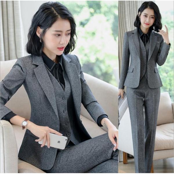 ▼素材：ポリエステル▼カラー：写真色セット内容：ジャケット＋パンツORジャケット＋スカート▼サイズ：（単位：cm）ジャケットS：肩幅35　バスト80　　ウェスト66　着丈56　袖丈56M：肩幅36　バスト84　　ウェスト70　着丈57　袖丈...