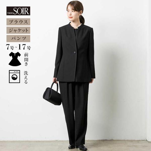 【50％OFF】洗える｜ブラウス付きパンツスーツ 6508651-00