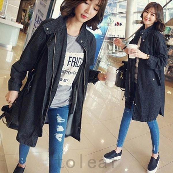 トレンチコートレディース40代ロングジャケットスプリングコートネイビージャケットライトアウター秋服韓国風カジュアル30代50代大きいサイズ Wjq Udz2jdfk Toleaf ヤフーショップ 通販 Yahoo ショッピング