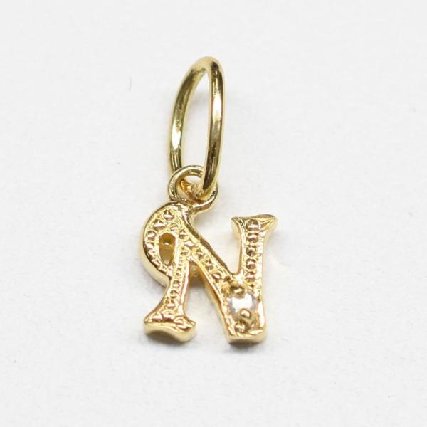爆買 K18 18金 ダイヤ付きイニシャルペンダントヘッド （イニシャルN） ダイヤ0.01ct
